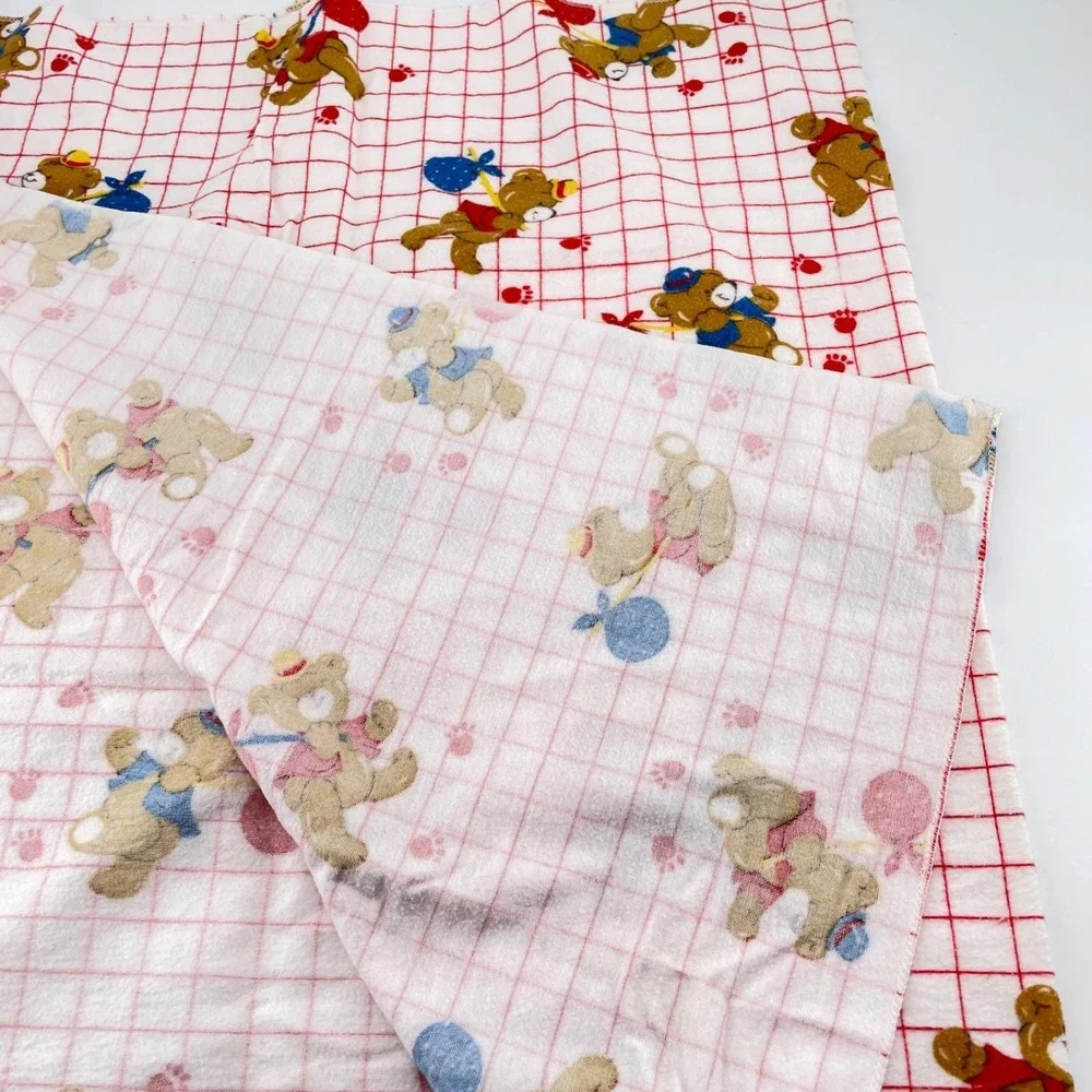 Vtg Thats Our Baby Teddy Bear Quilt & Dundee Flannel Blanket Set Balloons 2pc